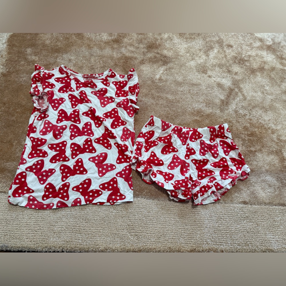 Red and White Bow Print Baby Outfit